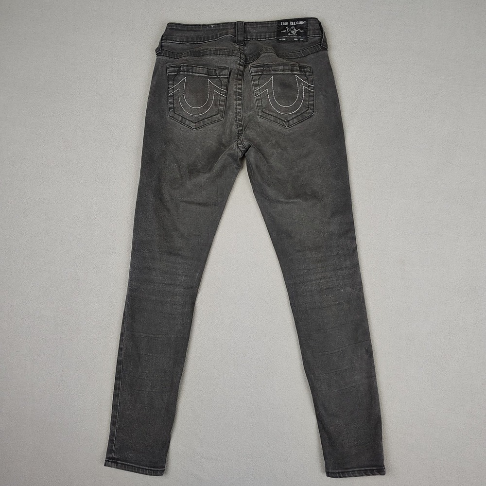True Religion Jeans 29 Charcoal Jennie Curvy Fit Skinny Stretch Denim‎ Mid Rise